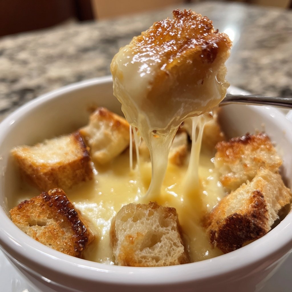 Fondue with Swiss Cheese and Garlic