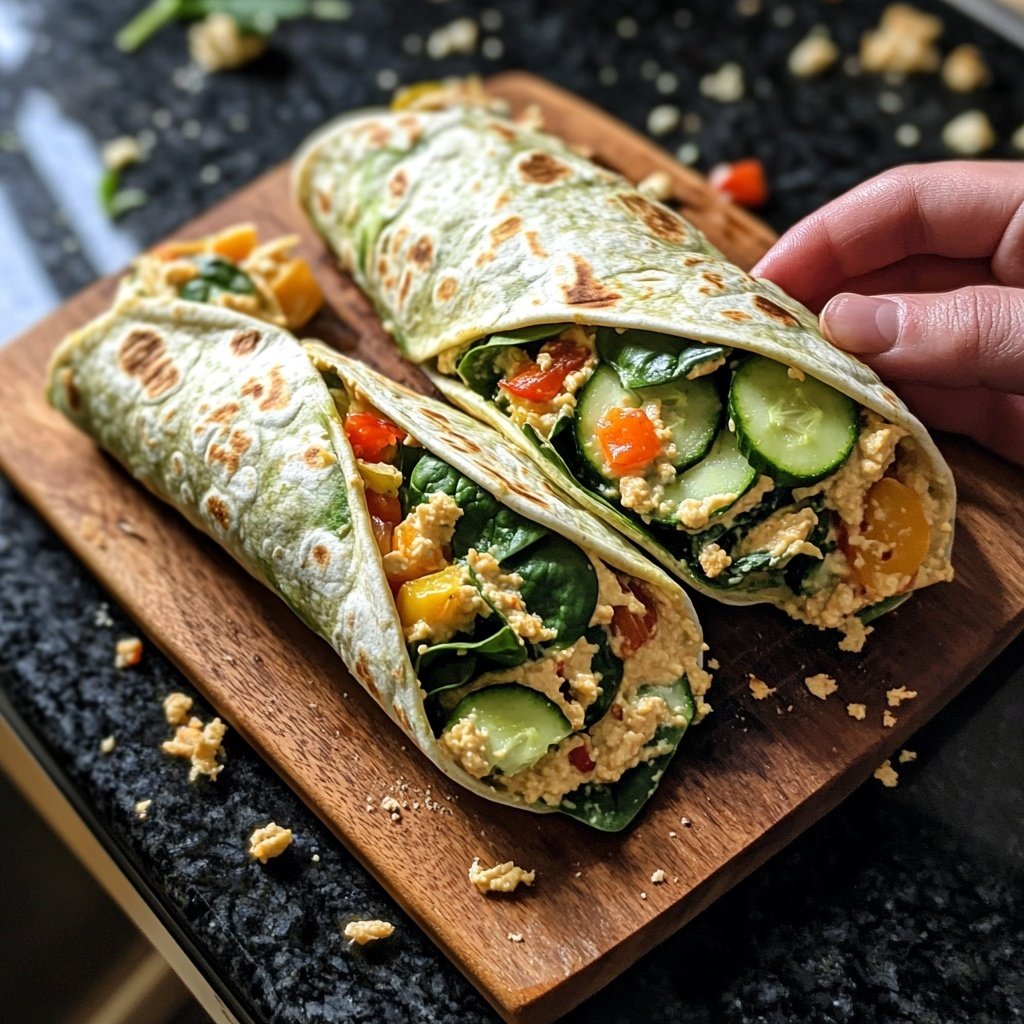 High-Protein Veggie Hummus Wrap Lunch