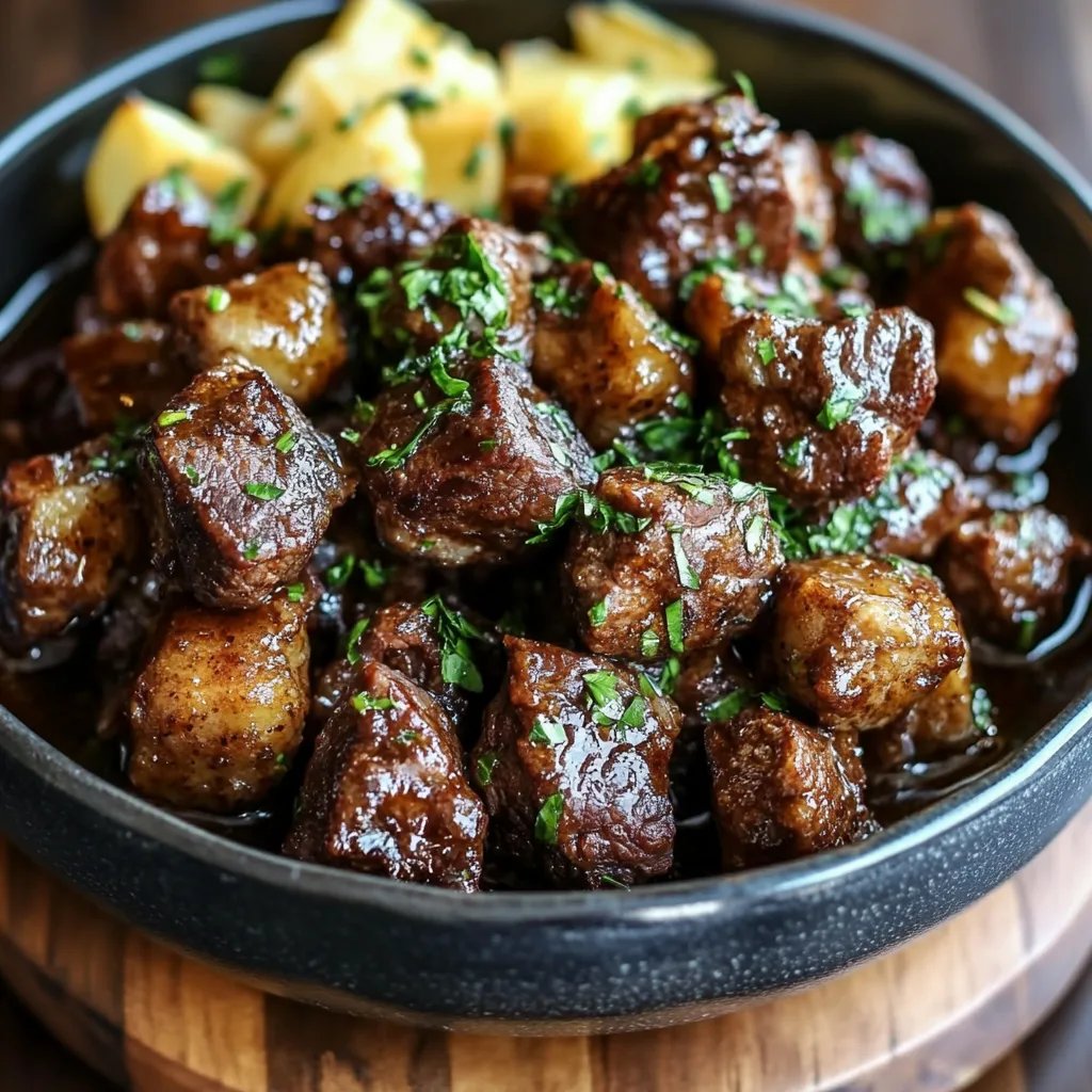 High Protein Slow Cooker Garlic Butter Beef Bites