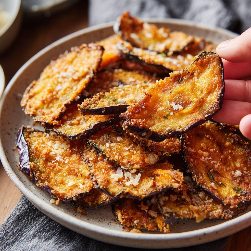 Crispy Eggplant Garlic Chips
