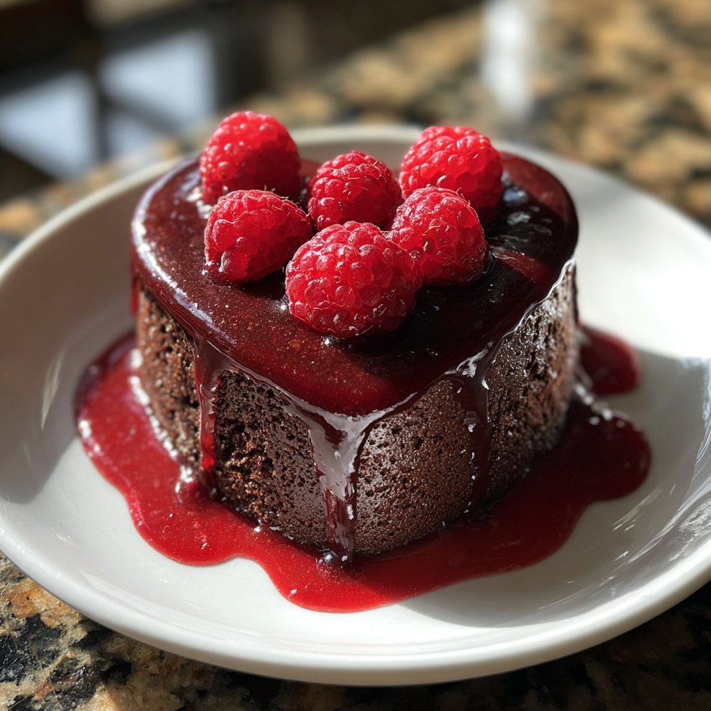 Mini Heart Cake with Berry Glaze
