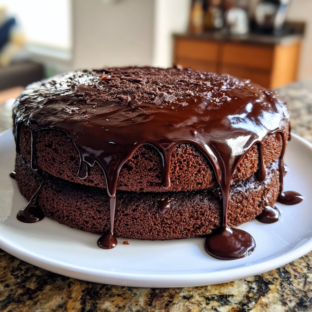 Moist Chocolate Cake With Rich Ganache
