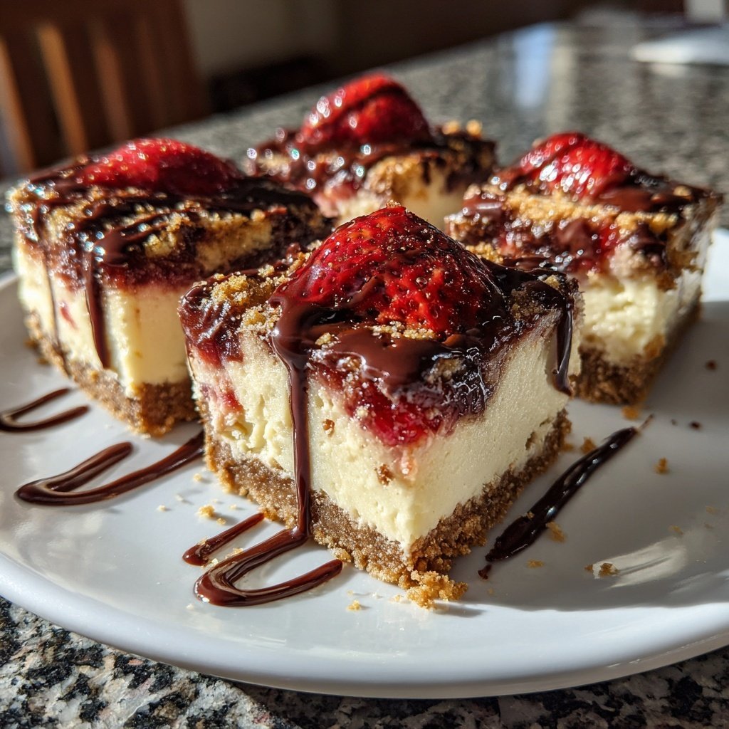 Chocolate Strawberry Cheesecake Bars