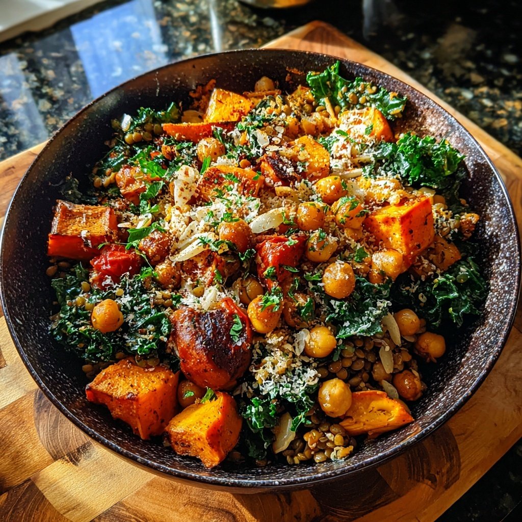 Roasted Veggie Lentil Grain Bowl