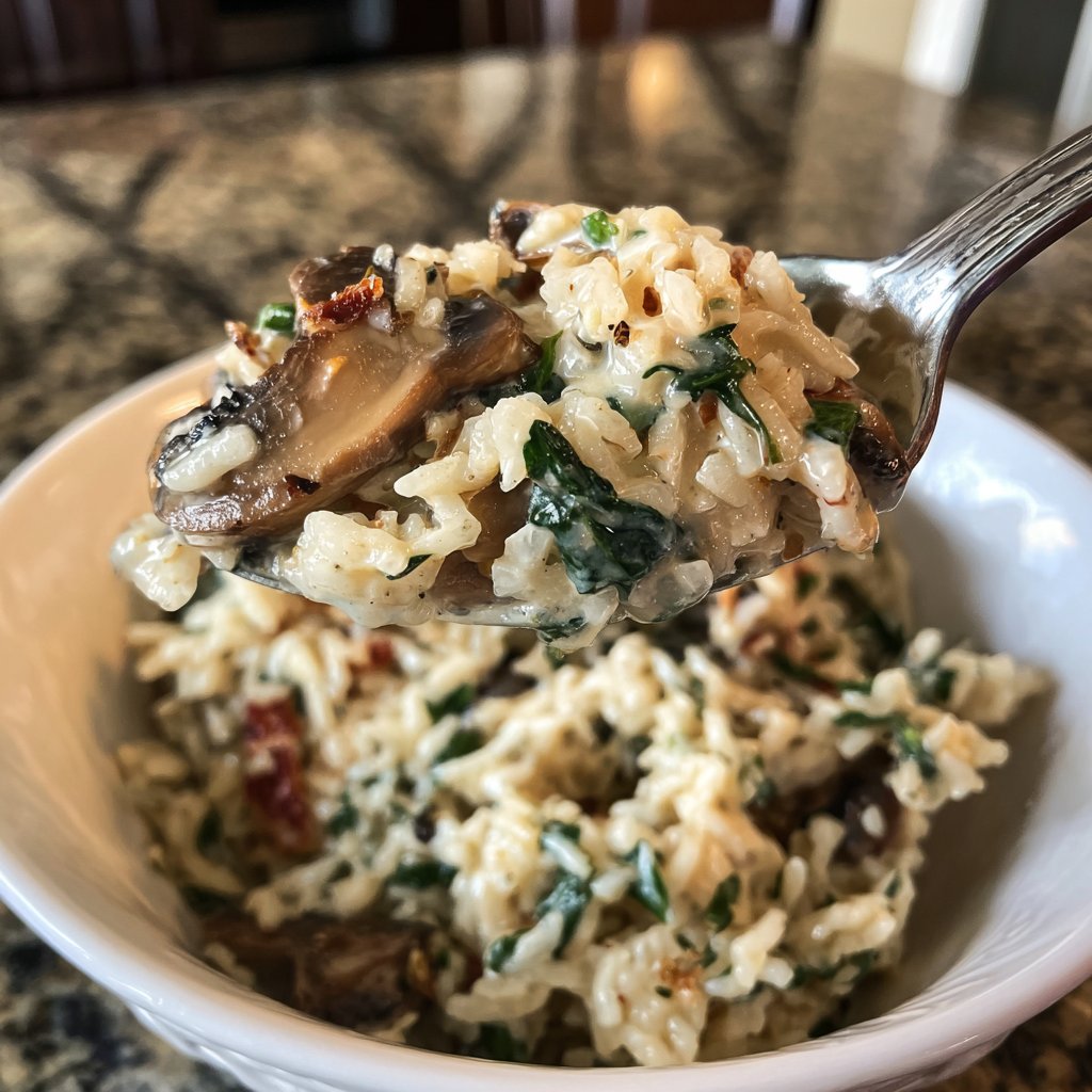Creamy Mushroom Spinach Rice